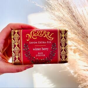 3/$20 NEW ANTHROPOLOGIE MISTRAL Red Gold Winter Berry Organic Shea Butter Soap